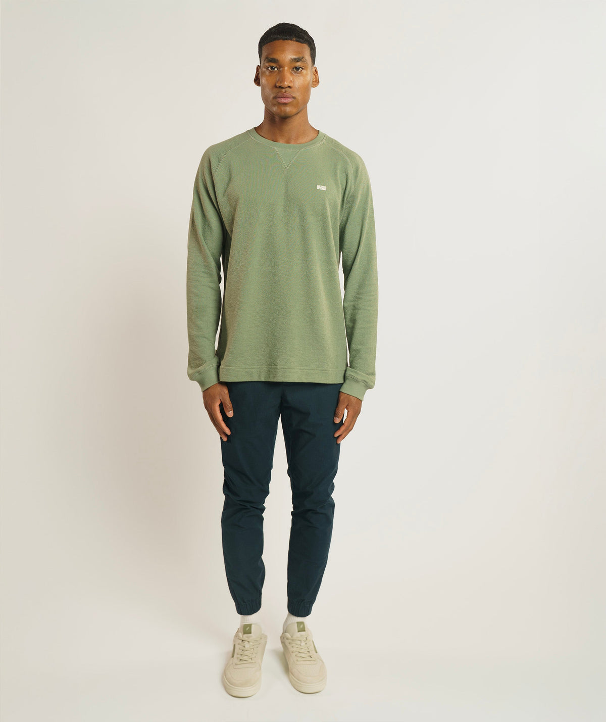 Mens Long Sleeve Textured Tee - Sea Spray