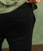 Mens Cotton Linen Drawcord Shorts - Black