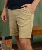 Mens Cotton Linen Drawcord Shorts - Safari