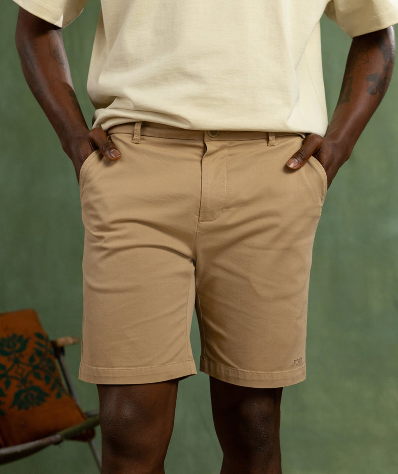 Mens Cotton Twill Chino Shorts - Light Sand