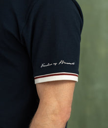 Mens Mirco Waffle Regular Tee - Navy & Ivory