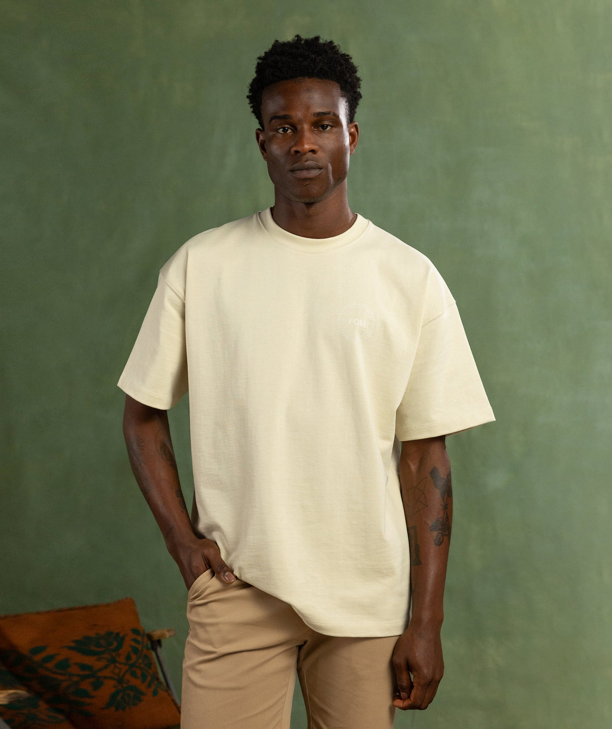Mens Relaxed Heritage Graphic Tee - Light Stone