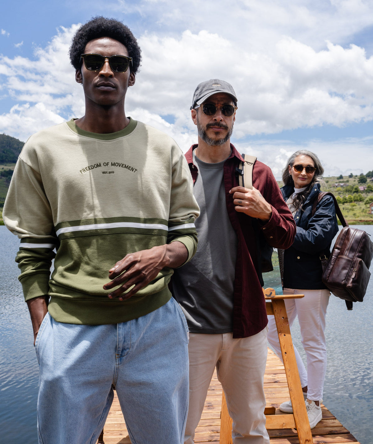 Mens Colour Block Crew Neck Sweater - Olive
