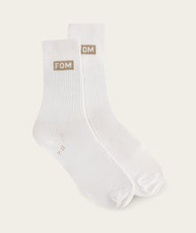 Socks Crew Twin Pack - White/ Forest Green & Dark Sand FOM (Size 7-11)