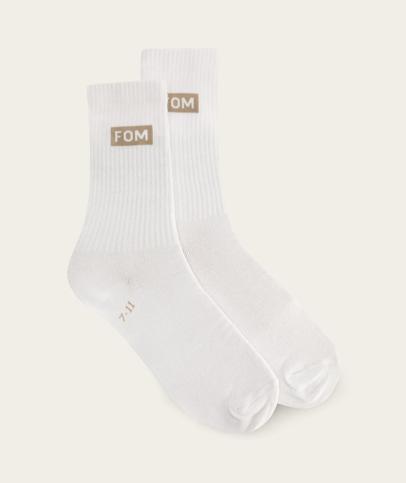 Socks Crew Twin Pack - White/ Forest Green & Dark Sand FOM (Size 7-11)