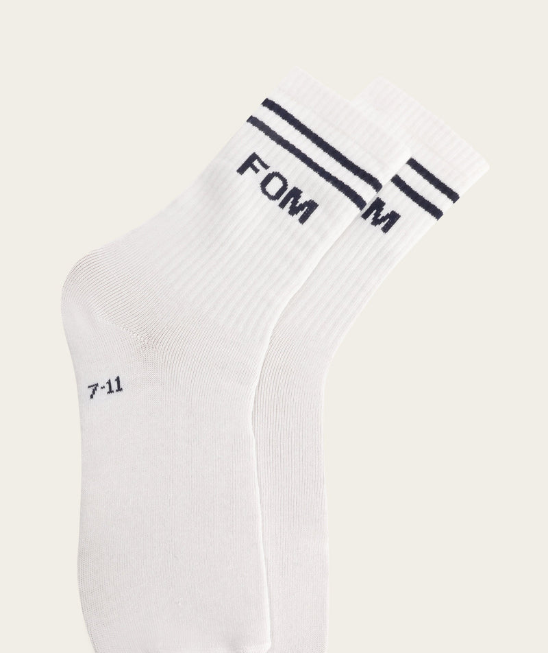 Socks Crew - White/ Navy FOM Stripes (Size 7-11)