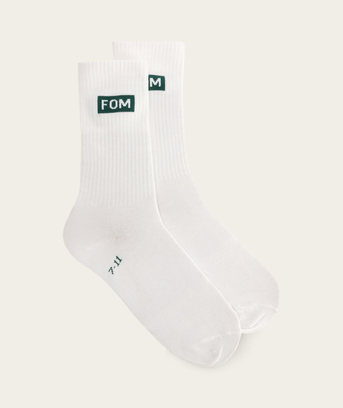 Socks Crew Twin Pack - White/ Forest Green & Dark Sand FOM (Size 7-11)