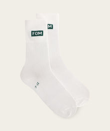 Socks Crew Twin Pack - White/ Forest Green & Dark Sand FOM (Size 7-11)