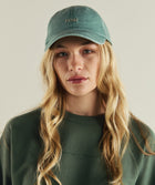 FOM ladies textured crew neck sweat in sage green, on-model view