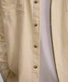 Mens Long Sleeve Cotton Twill Pocket Shirt - Ecru
