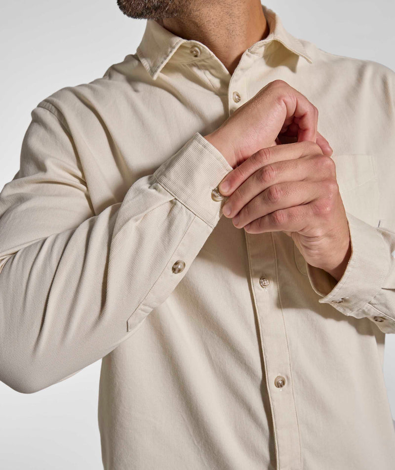 Mens Cotton Textured Shirt - Ecru