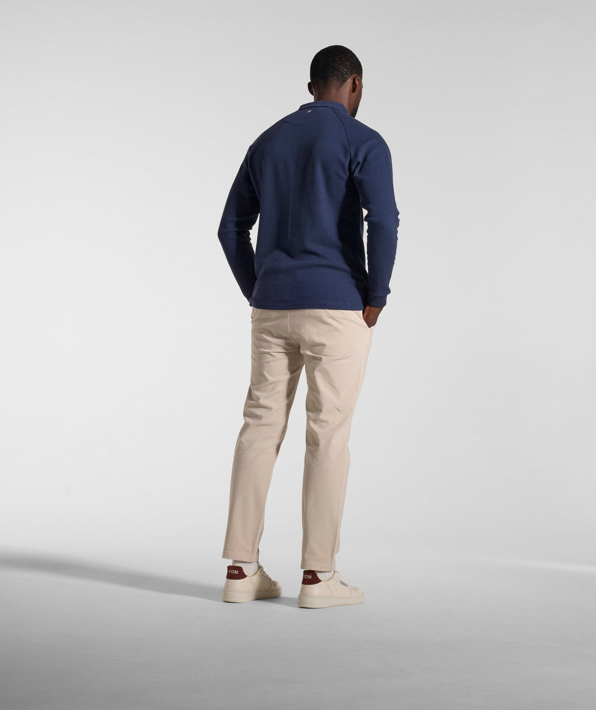 Mens Textured Long Sleeve Golfer - Ink