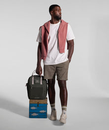 Mens Washed Crew Neck Sweater - Brick