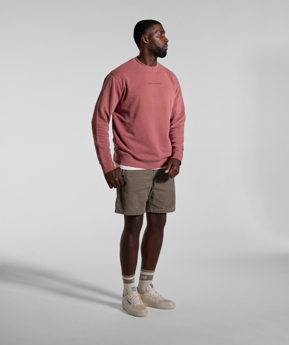 Mens Washed Crew Neck Sweater - Brick