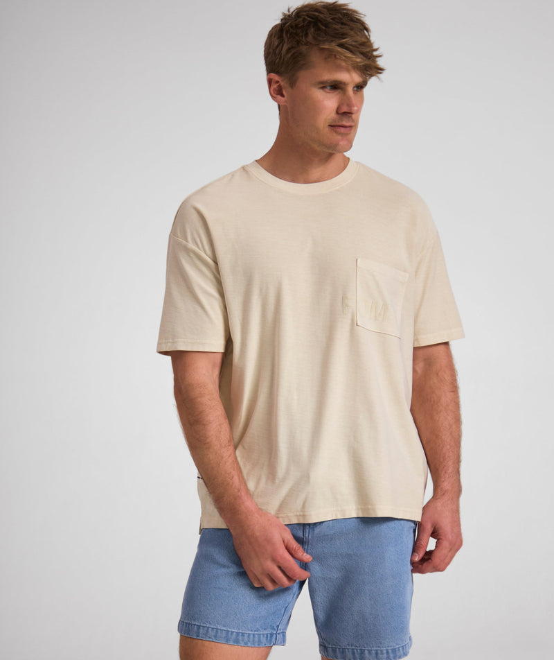Mens Washed Pocket Tee - Sand