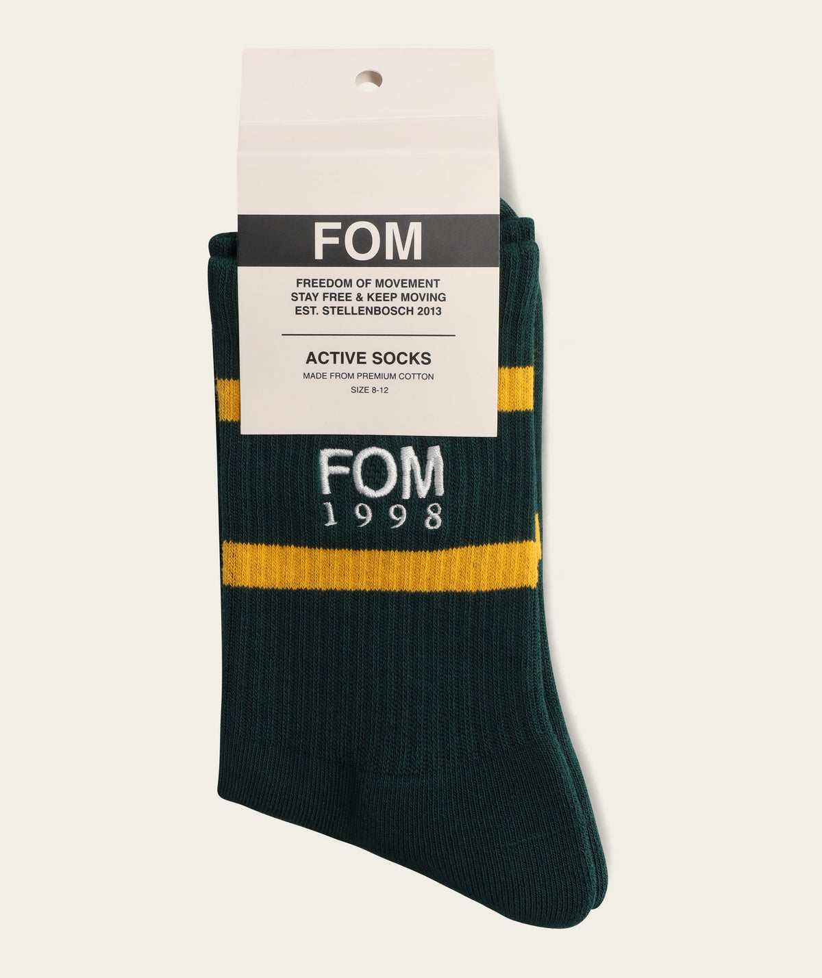 Socks Crew - '98 Green/ Gold Stripes Embroidery