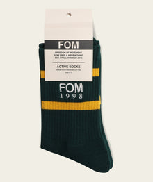 Socks Crew - '98 Green/ Gold Stripes Embroidery