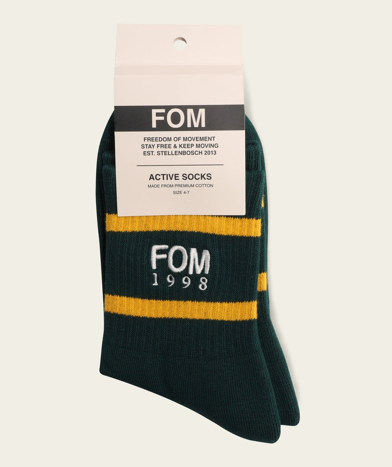 Socks Crew - '98 Green/ Gold Stripes Embroidery