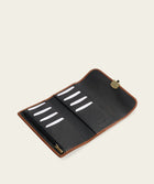 Ladies Clasp Wallet - Suede Green/ Brown