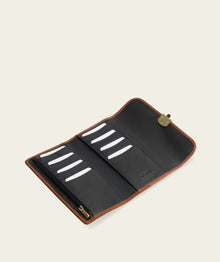 Ladies Clasp Wallet - Suede Green/ Brown