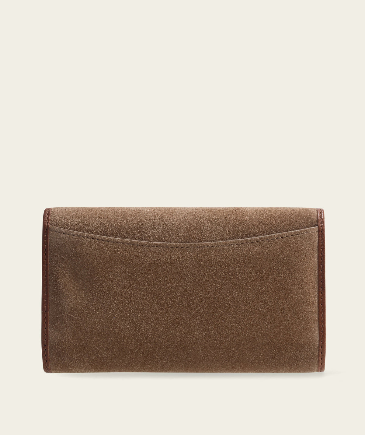 Ladies Clasp Wallet - Suede Natural/ Brown