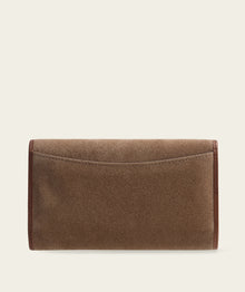 Ladies Clasp Wallet - Suede Natural/ Brown