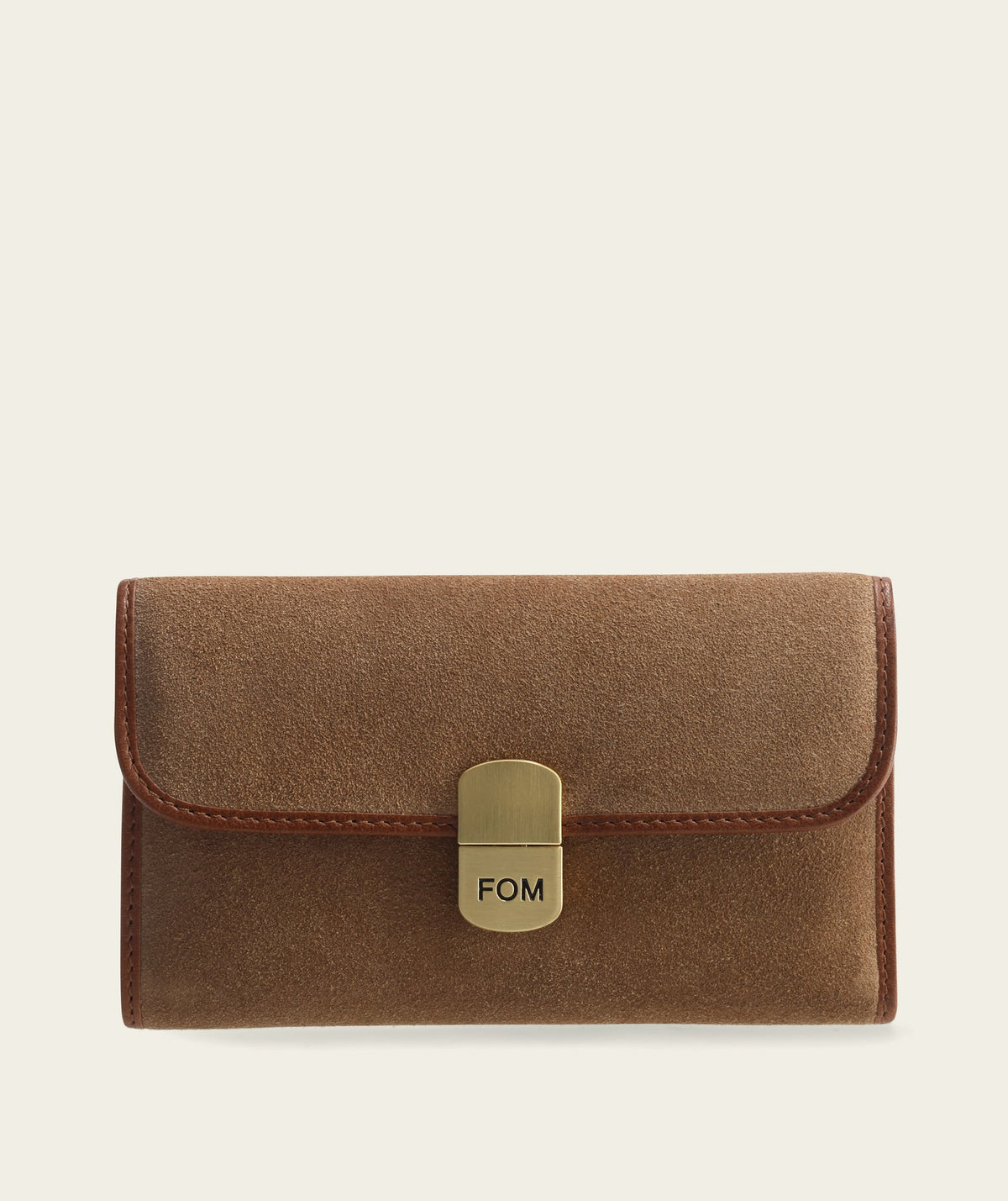 Ladies Clasp Wallet - Suede Natural/ Brown